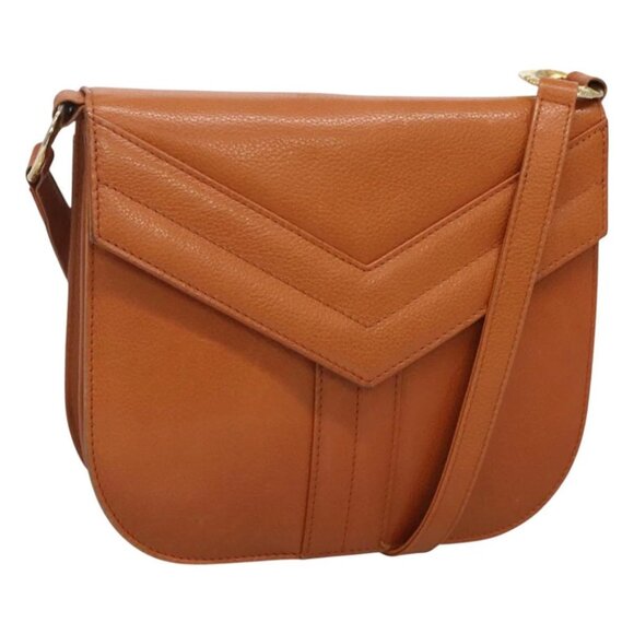 SAINT LAURENT Shoulder Bag Leather Brown Gold Auth 121976 - Picture 1 of 15